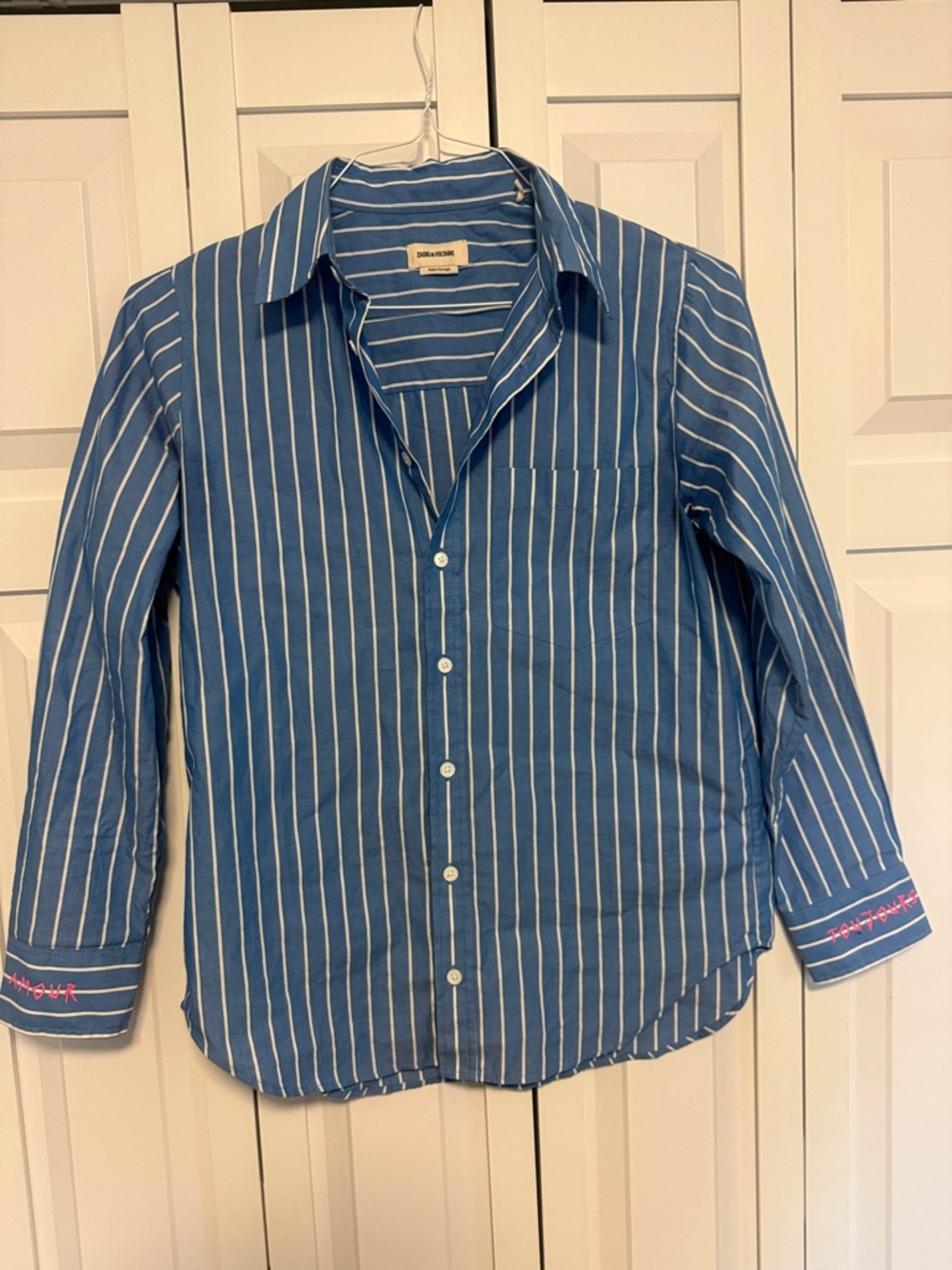 Zadig & Voltaire Blue and White Striped Shirt